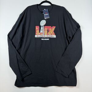 Fanatics Mens Super Bowl LIX New Orleans Shirt Size 2XL Black NFL Long Sleeve